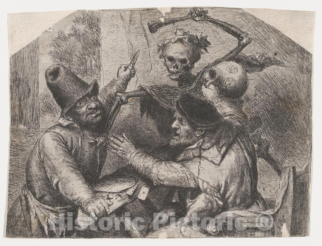 Art Print : Jan Lievens - Death and Card Players : Vintage Wall Art