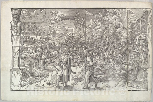Art Print : Pieter Coecke Van Aelst - A Military Camp in Slovenia from The Frieze Ces Moeurs et fachons de Faire de Turcz (Customs and Fashions of The Turks) : Vintage Wall Art