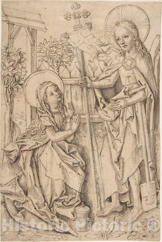 Art Print : Master of The Drapery Studies - Christ Appearing to Mary Magdalen : Vintage Wall Art