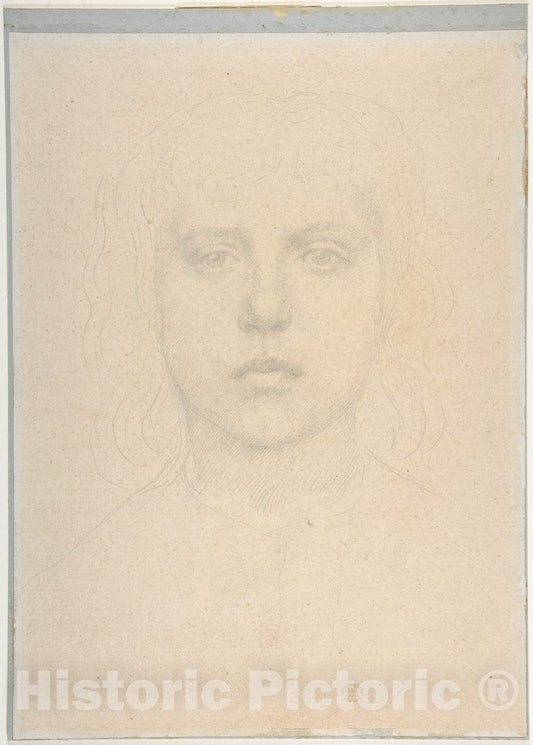 Art Print : Alphonse Legros - Head of a Girl : Vintage Wall Art