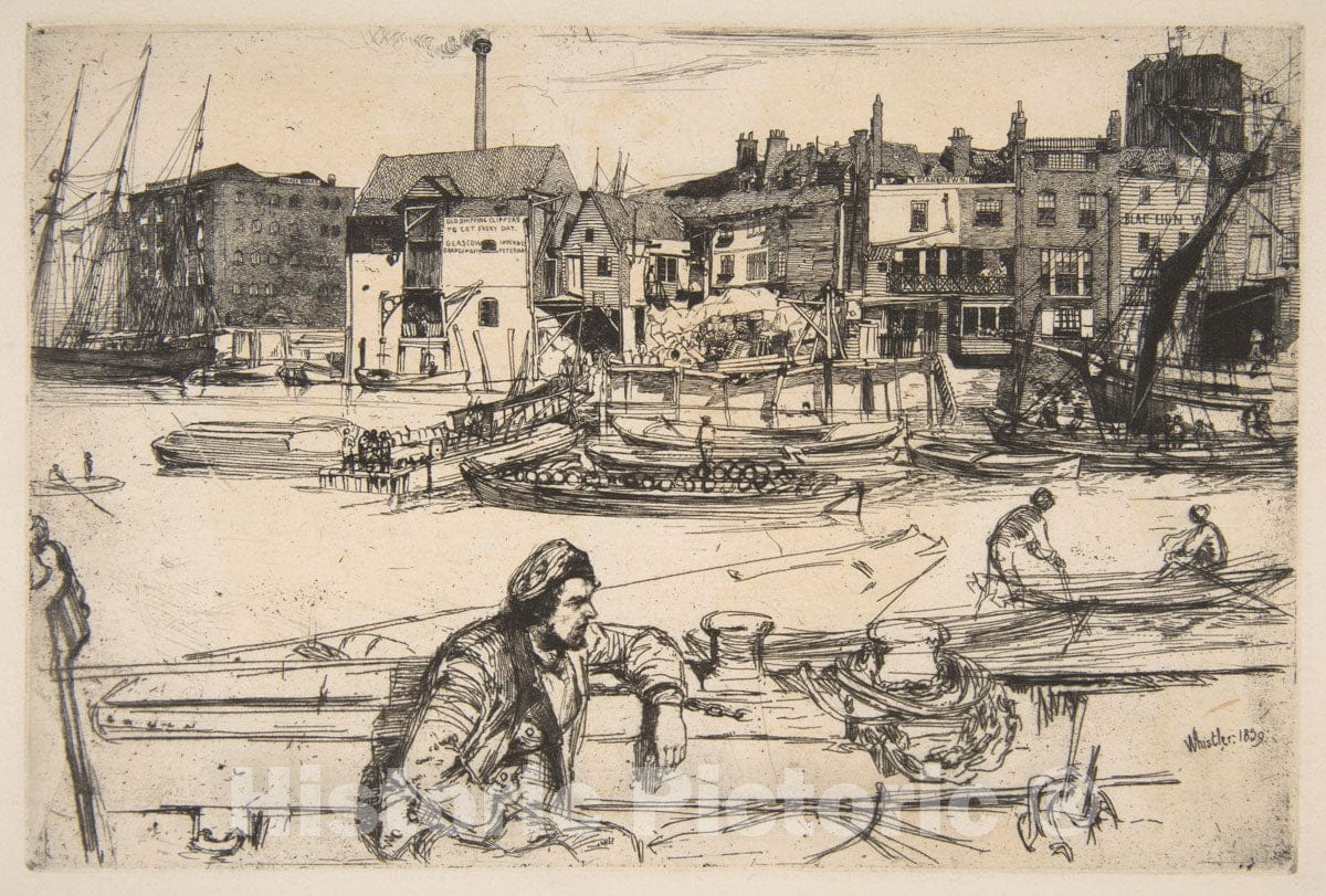 Art Print : James McNeill Whistler - Black Lion Wharf 1 : Vintage Wall Art