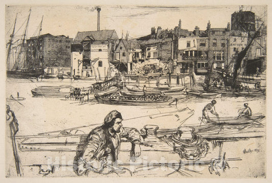Art Print : James McNeill Whistler - Black Lion Wharf 1 : Vintage Wall Art