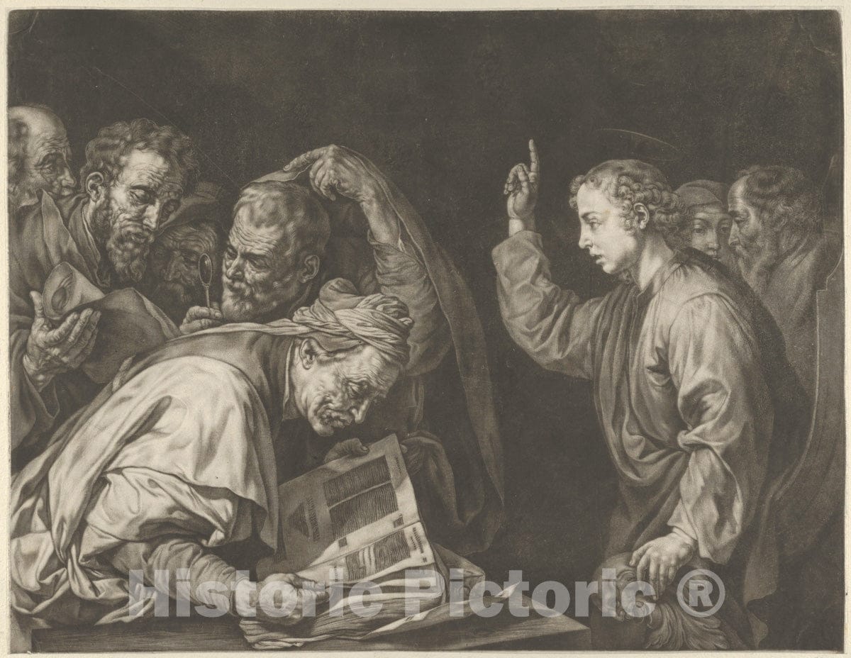 Art Print : Jacob Männl - Young Christ Among The Doctors : Vintage Wall Art