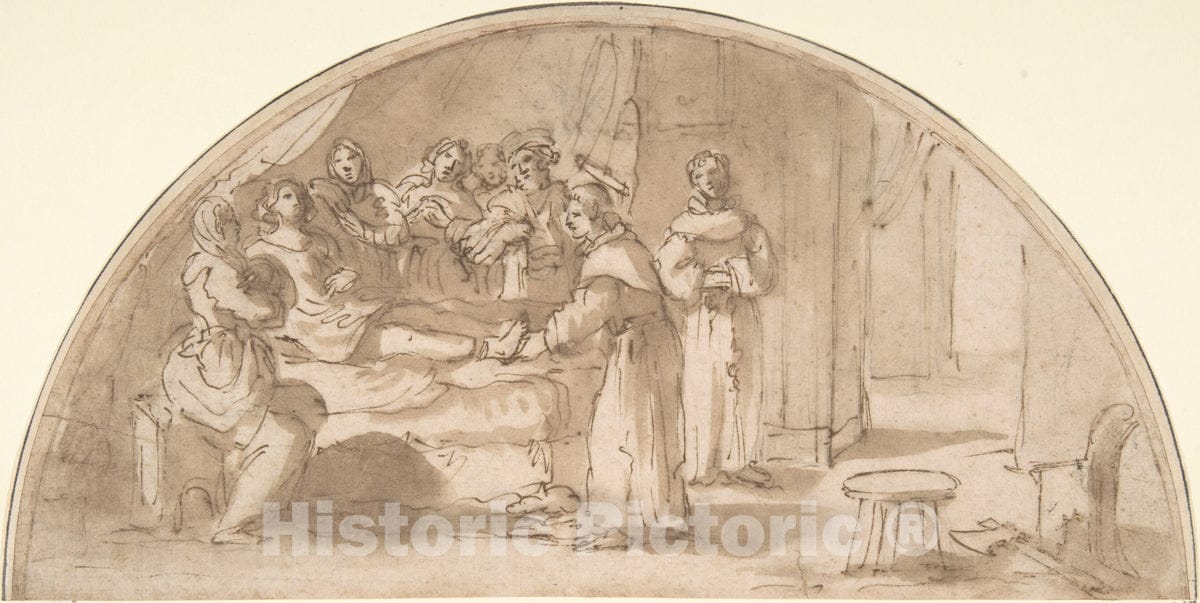 Art Print : Italian, Roman-Bolognese, 17th Century - St. Anthony Healing The Leg of a Boy : Vintage Wall Art