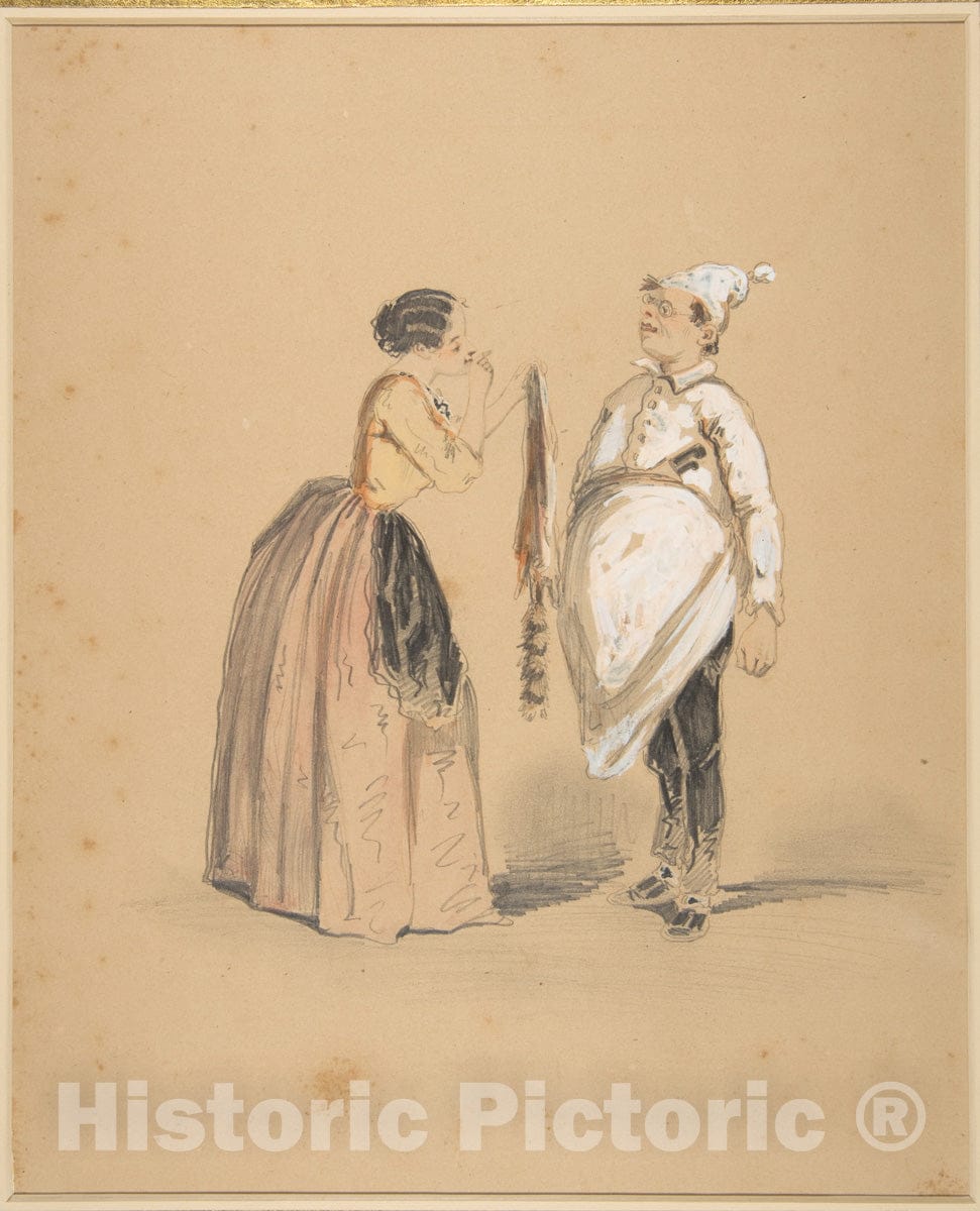 Art Print : French, 19th Century - A Lady and Her Cook : Vintage Wall Art