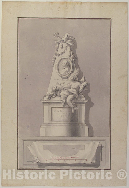 Art Print : Pietro Bracci - Design for a Tomb 1 : Vintage Wall Art