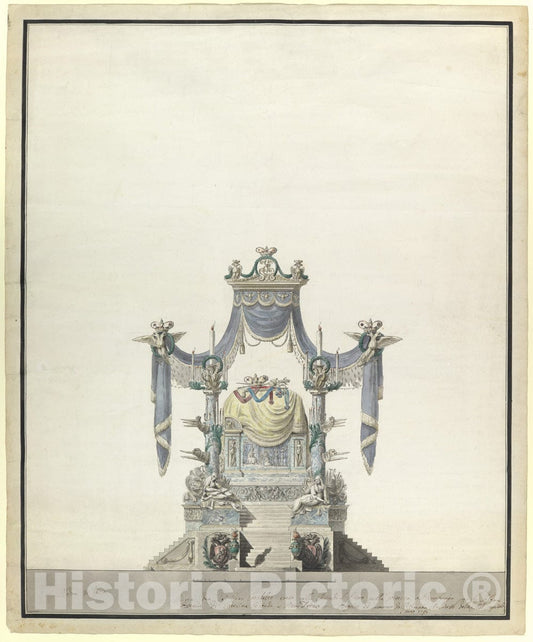 Art Print : Vincenzo Brenna - Catafalque for The Empress Catherine The Great of Russia (Front Elevation). : Vintage Wall Art
