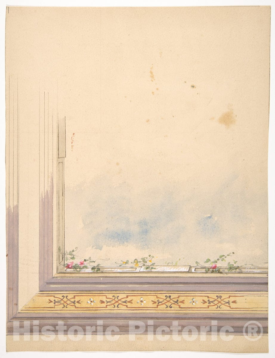 Art Print : Jules-Edmond-Charles Lachaise - Design for a Ceiling Painted with Clouds and Flowering Vines : Vintage Wall Art