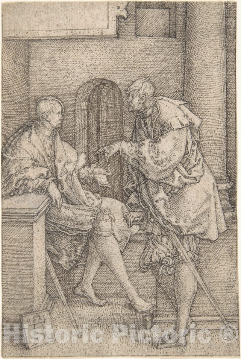 Art Print : Heinrich Aldegrever - Ammon and Jonadab : Vintage Wall Art