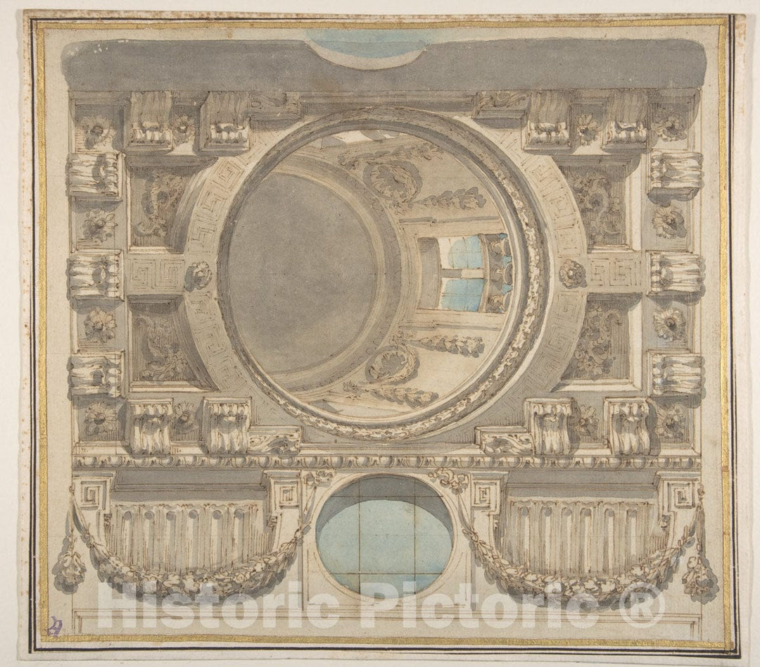 Art Print : Flaminio Innocenzo Minozzi - Architectural Design for a Ceiling with a Dome : Vintage Wall Art
