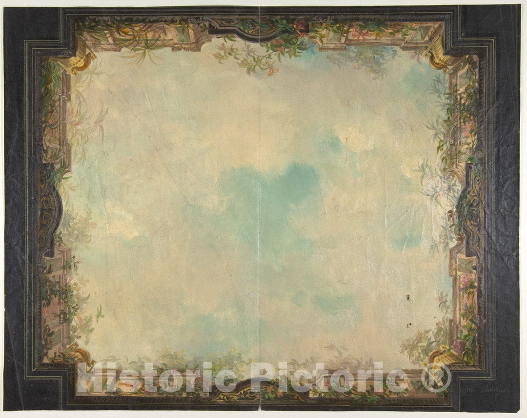 Art Print : Jules-Edmond-Charles Lachaise - Design for a Decorated Ceiling in a House on The rue Matignon : Vintage Wall Art