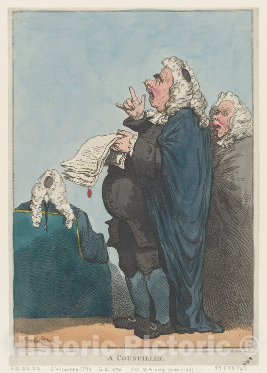 Art Print : Thomas Rowlandson - A Counciller sic 1 : Vintage Wall Art