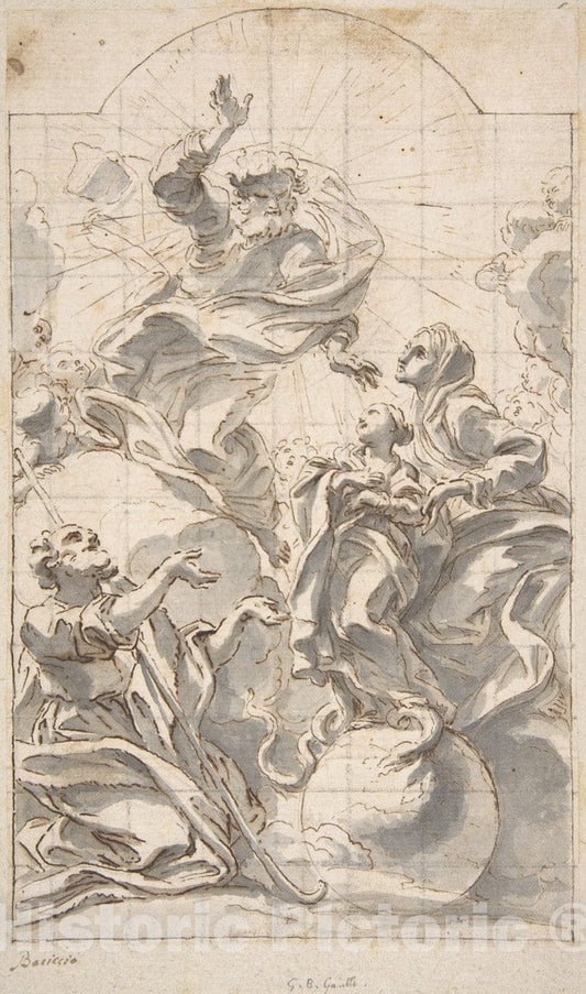 Art Print : Giovanni Battista Gaulli (Il Baciccio) - Allegory of The Immaculate Conception : Vintage Wall Art