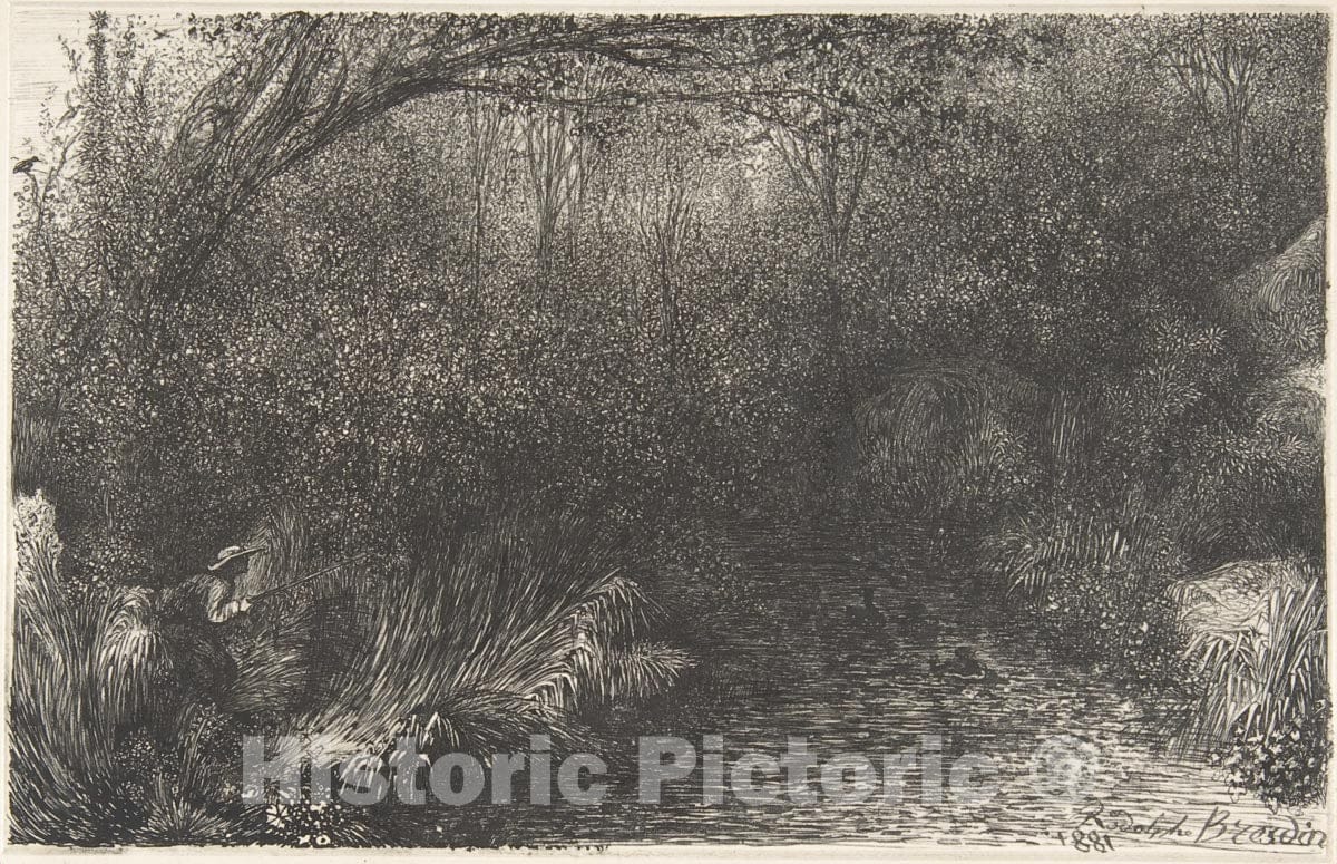 Art Print : Rodolphe Bresdin - The Duck Hunt : Vintage Wall Art