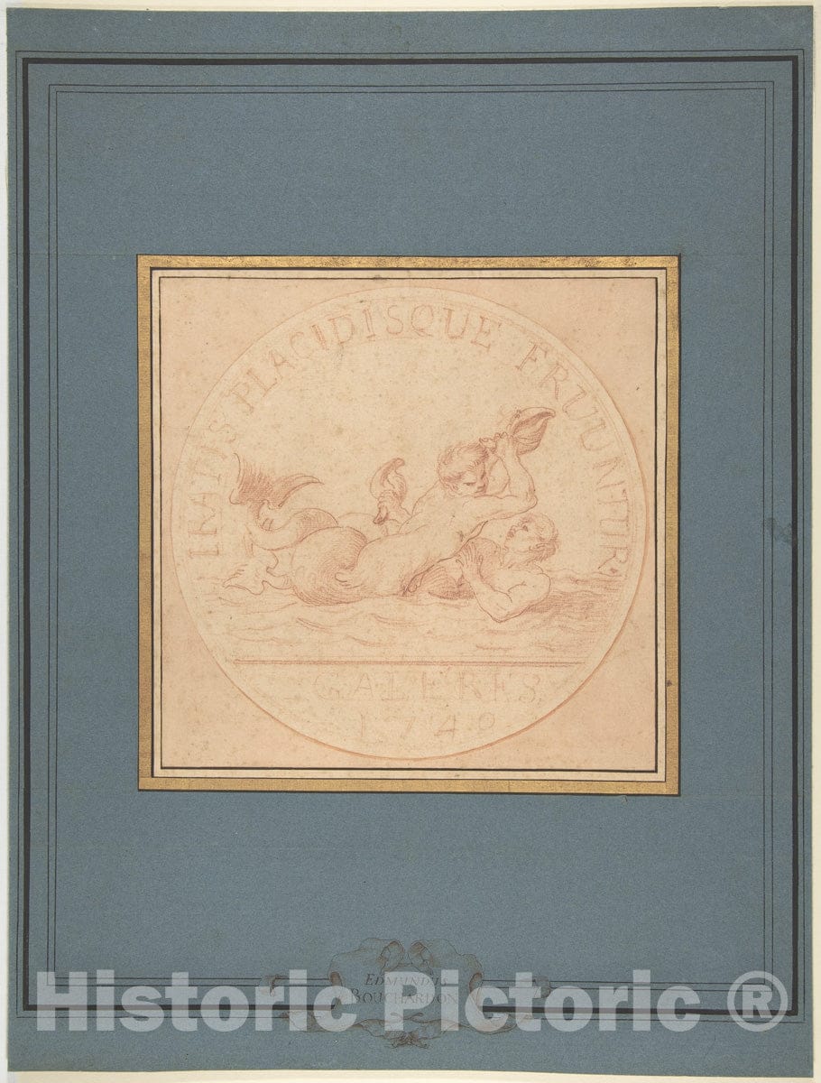 Art Print : Edme Bouchardon - Design for a Token: Galères, 1740 : Vintage Wall Art