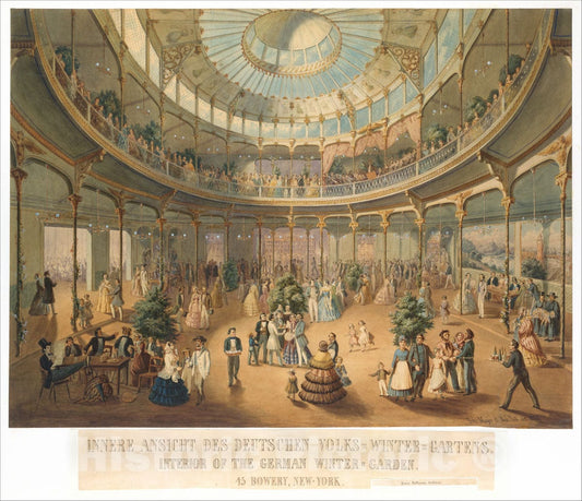 Art Print : Fritz Meyer - Innere Ansicht des Deutschen Volks Winter Gartens. Interior of The German Winter Garden. 45 Bowery, New York. : Vintage Wall Art