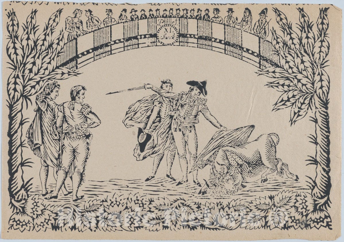 Art Print : Anonymous, Spanish 19th Century - Suerte XI: The Death of The Bull : Vintage Wall Art