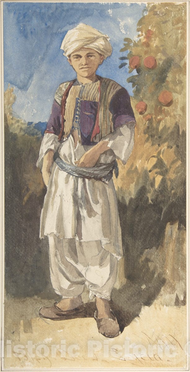 Art Print : William James Müller - Standing Turkish Youth : Vintage Wall Art
