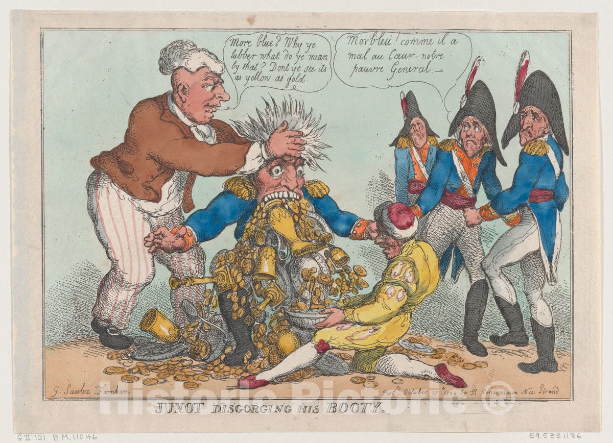 Art Print : Thomas Rowlandson - Junot Disgorging His Booty : Vintage Wall Art