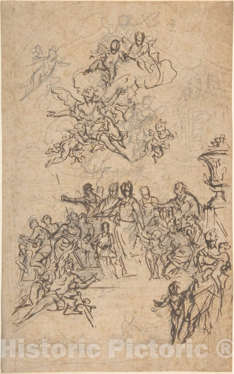 Art Print : Daniel Gran - Saint Elisabeth of Portugal Giving Alms to The Poor : Vintage Wall Art