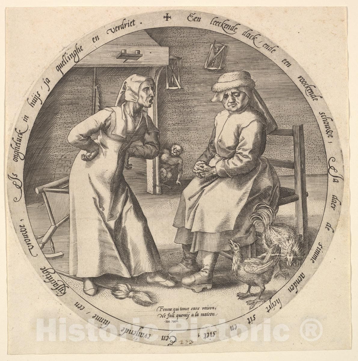 Art Print : Pieter Bruegel The Elder - The Scolding Woman and The Cackling Hen : Vintage Wall Art
