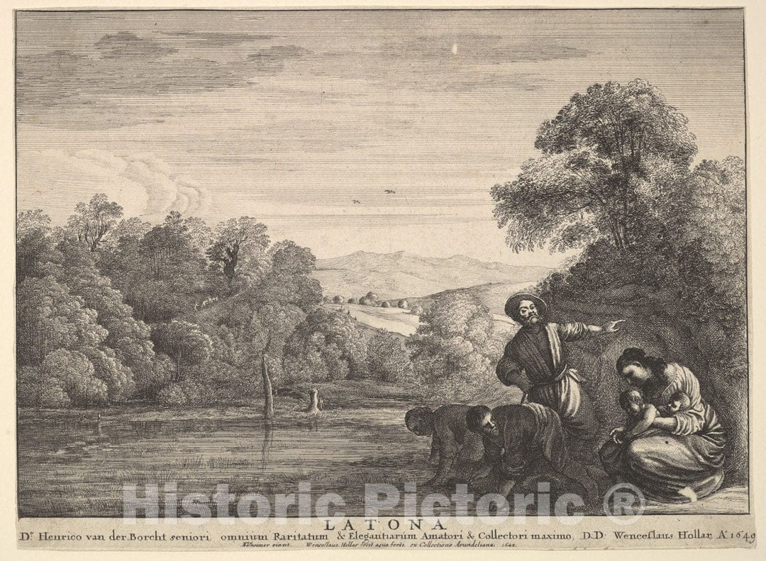 Art Print : Wenceslaus Hollar - Latona and The Lycian Peasants : Vintage Wall Art
