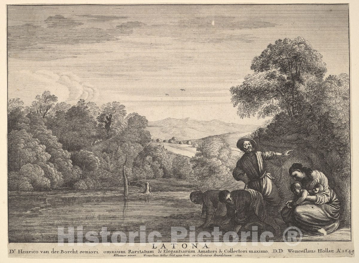 Art Print : Wenceslaus Hollar - Latona and The Lycian Peasants : Vintage Wall Art