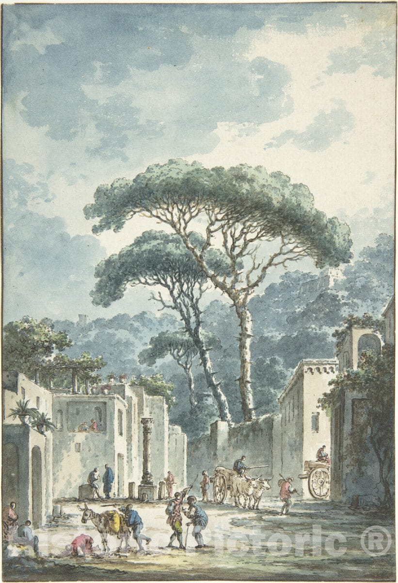 Art Print : Claude Louis Châtelet - Road Leading to The Grotto of Posillipo : Vintage Wall Art