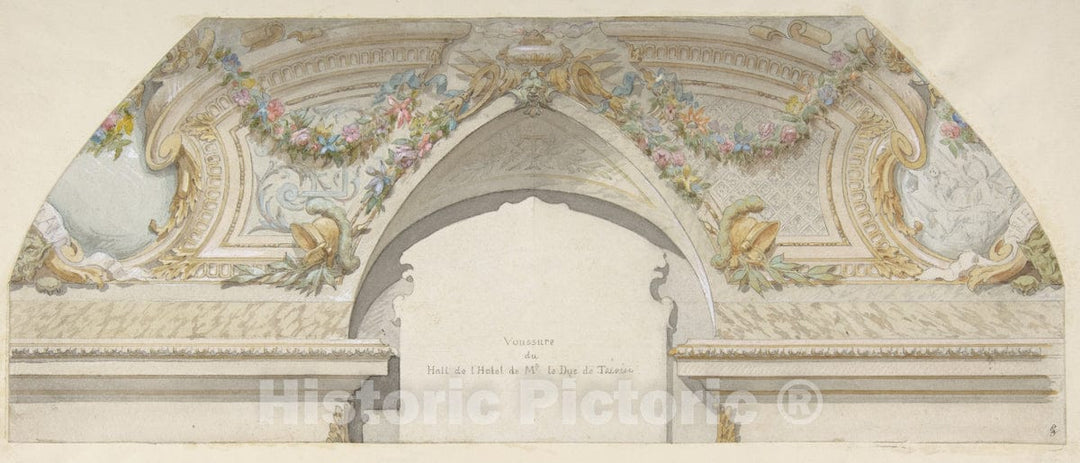 Art Print : Jules-Edmond-Charles Lachaise - Design for Hôtel de Trevise, Paris : Vintage Wall Art
