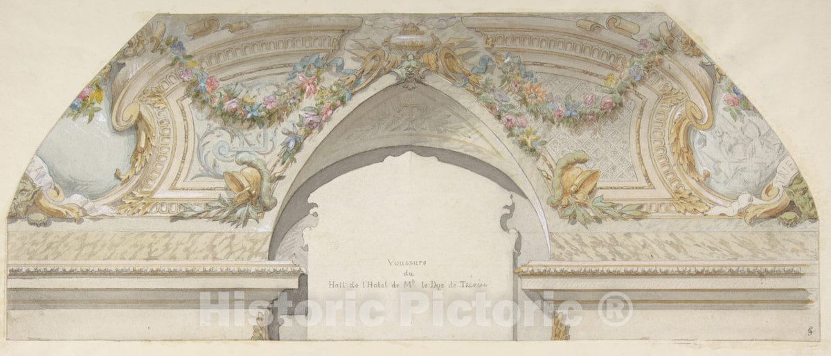 Art Print : Jules-Edmond-Charles Lachaise - Design for Hôtel de Trevise, Paris : Vintage Wall Art