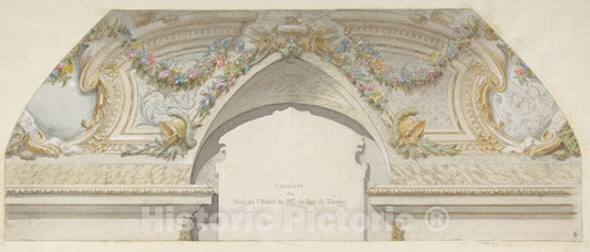 Art Print : Jules-Edmond-Charles Lachaise - Design for Hôtel de Trevise, Paris : Vintage Wall Art