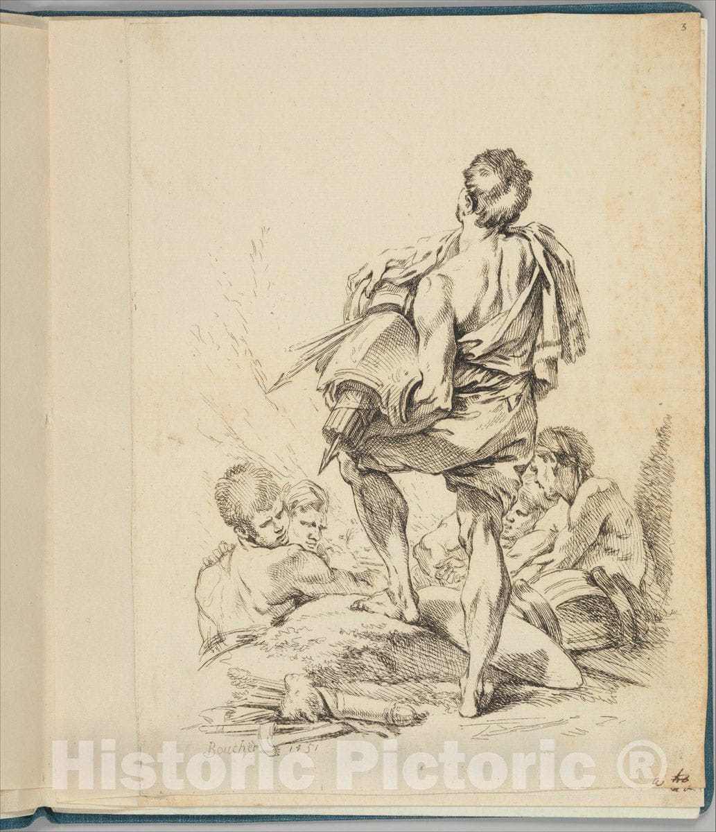 Art Print : François Boucher - New Book of Various Figures : Vintage Wall Art