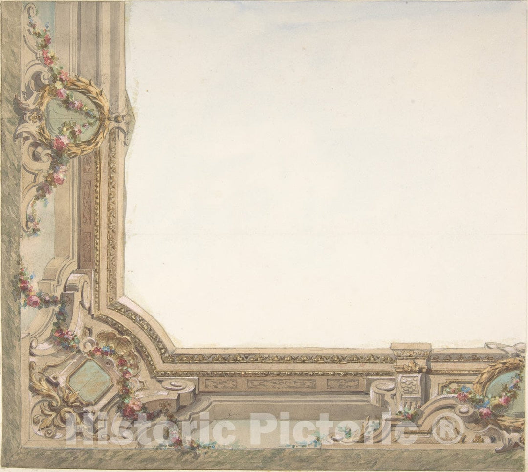 Art Print : Jules-Edmond-Charles Lachaise - Design for Hall Ceiling, Hôtel de Trévise : Vintage Wall Art
