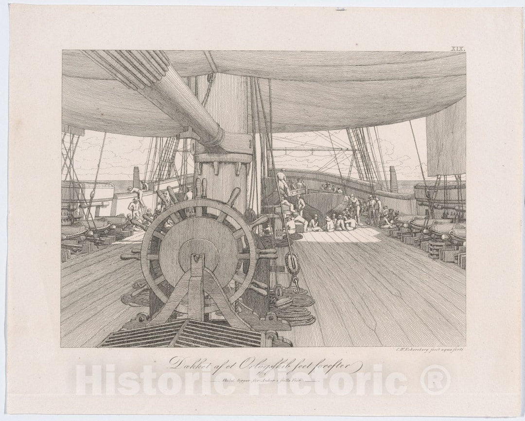 Art Print : Christoffer Wilhelm Eckersberg - Deck of a Warship : Vintage Wall Art