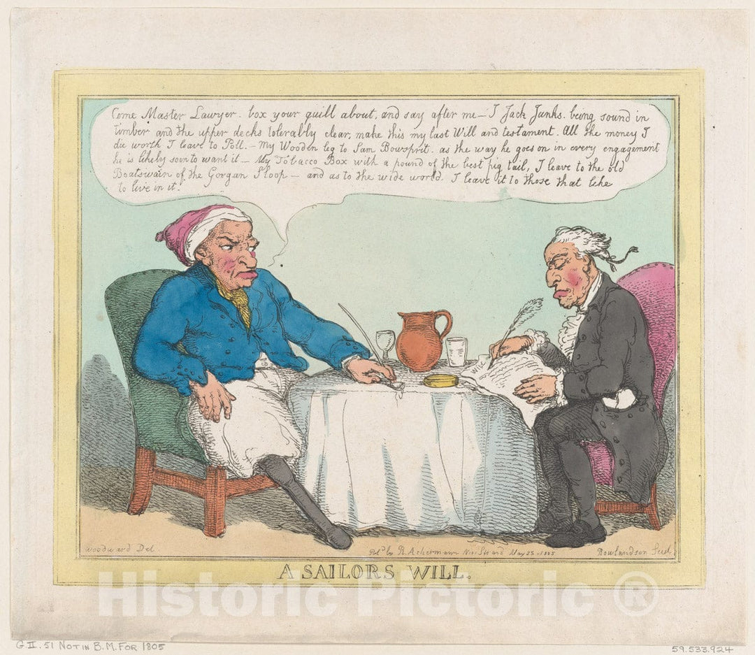 Art Print : Thomas Rowlandson - A Sailor's Will : Vintage Wall Art