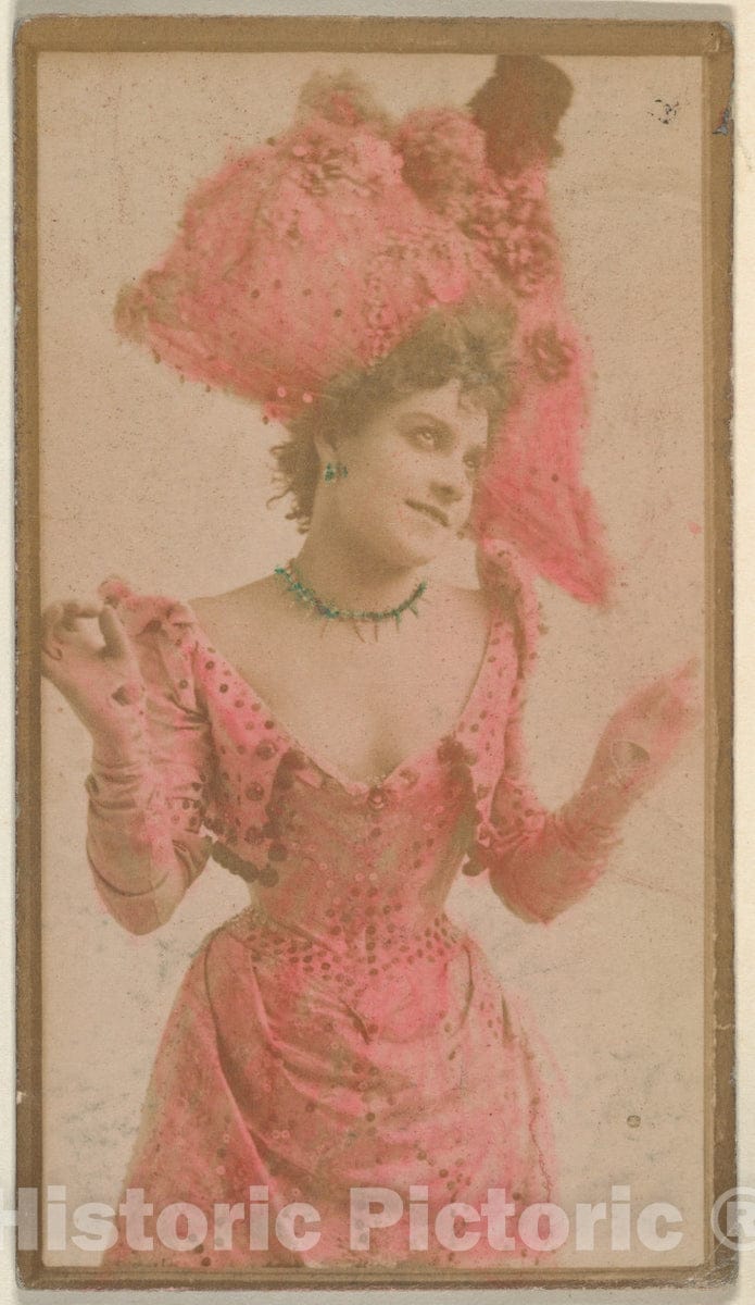 Photo Print : Actress Wearing Elaborate plumed hat, from The Actresses Series (N668) : Vintage Wall Art