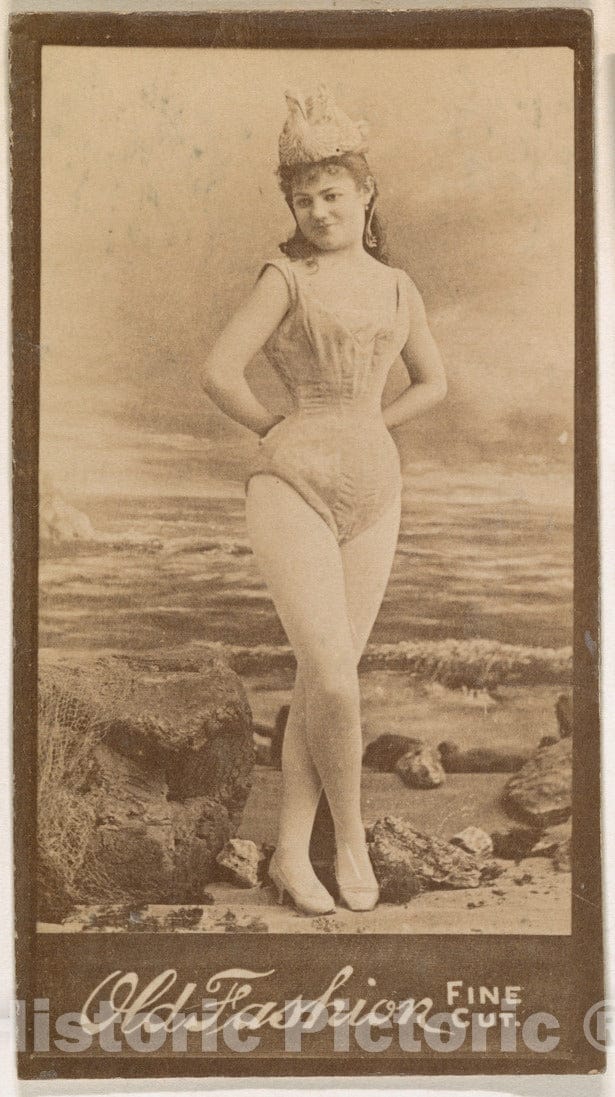 Photo Print : Actress in Studio Seaside Scene, from The Actresses Series (N664) Promoting Old Fashion Fine Cut Tobacco : Vintage Wall Art