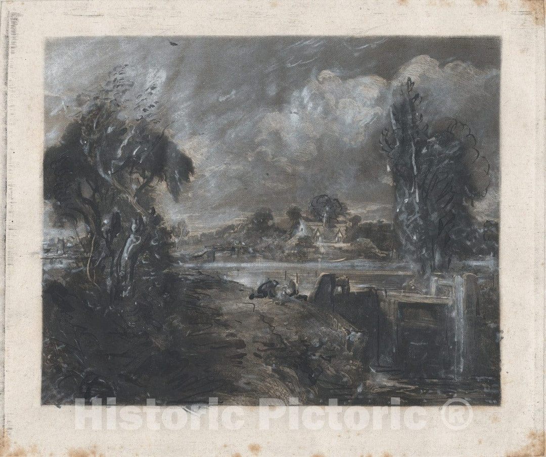 Art Print : David Lucas - A Lock on The Stour - 434197 : Vintage Wall Art