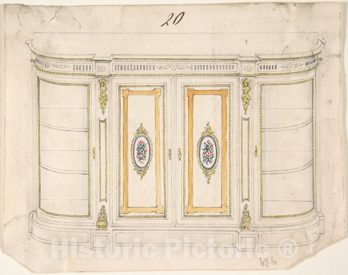 Art Print : British, 19th Century - Cabinet Design 5 : Vintage Wall Art