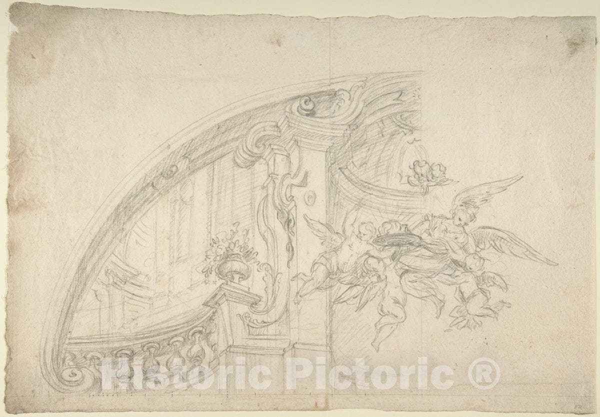 Art Print : Sketch for The Rear Arched Area of a Chapel - Artist: Italian, Piedmontese, 18th Century - Created: 1700–1780 : Vintage Wall Art