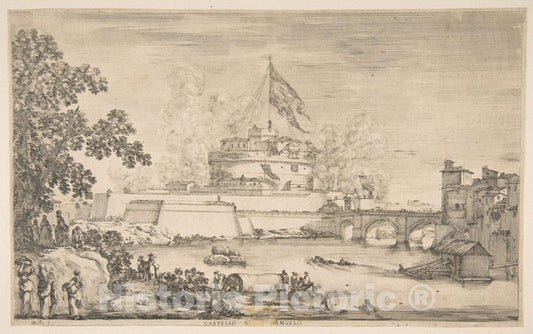 Art Print : Stefano Della Bella - Castel Sant' Angelo : Vintage Wall Art