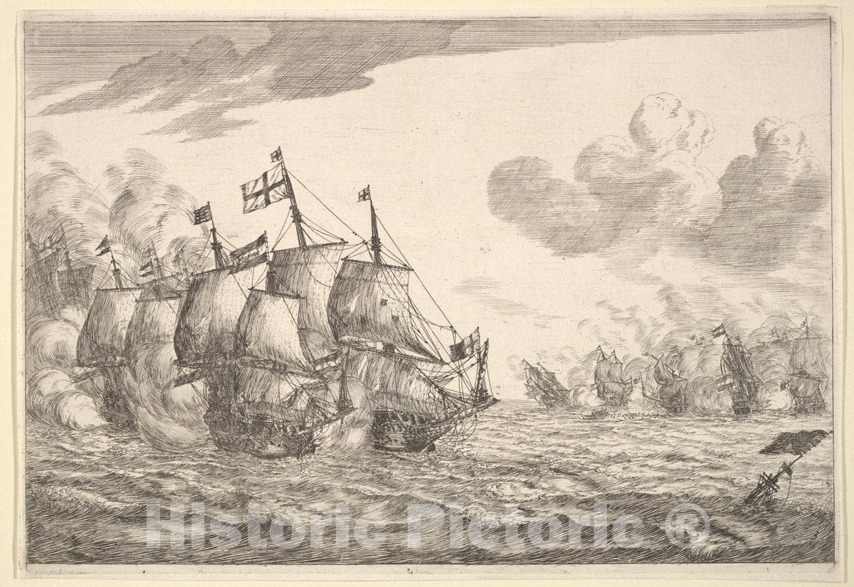 Art Print : Reinier Nooms, Called Zeeman - Naval Battle 2 : Vintage Wall Art