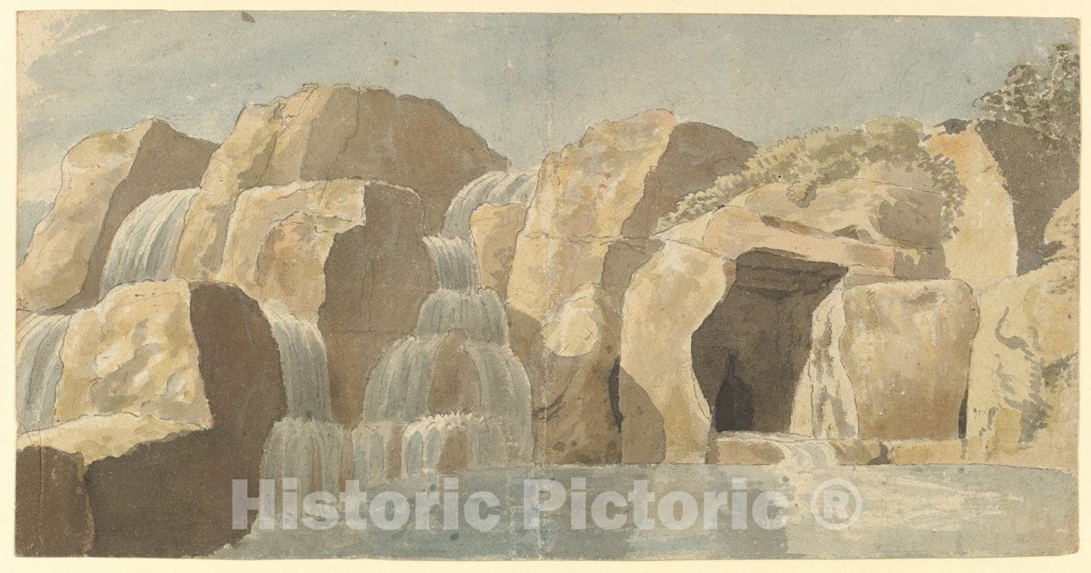 Art Print : Thomas Sandby - Design for Rock-Work and Cascades at Virginia Water, Windsor Great Park : Vintage Wall Art