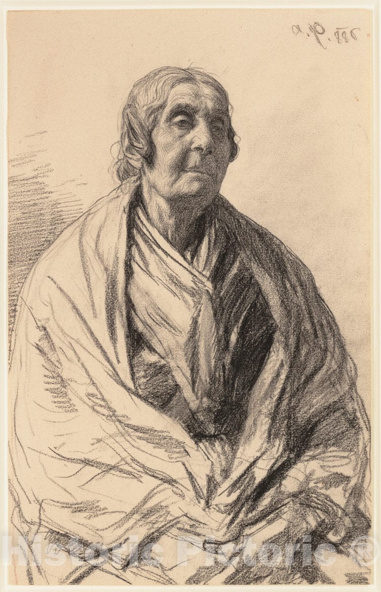 Art Print : August Xaver Karl von Pettenkofen - Study of an Old Woman : Vintage Wall Art
