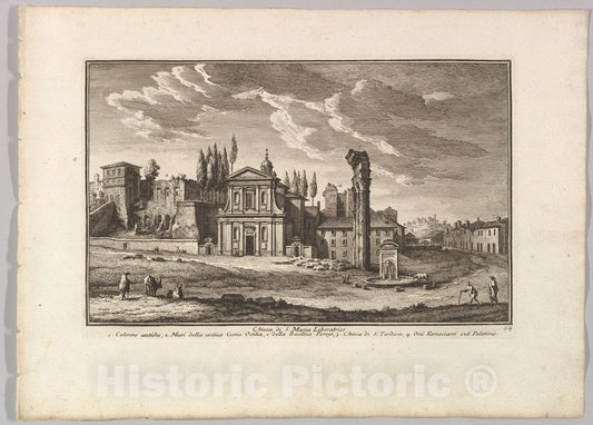 Art Print : Giuseppe Vasi - Chiesa di S. Maria Liberatrice, Plate 54 from Raccolta Delle Più Belle Veduta Antiche, E Moderne Di Roma. : Vintage Wall Art