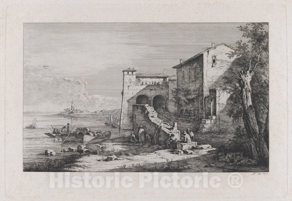 Art Print : Jean Jacques de Boissieu - View of Old Customs House in Rome 1 : Vintage Wall Art