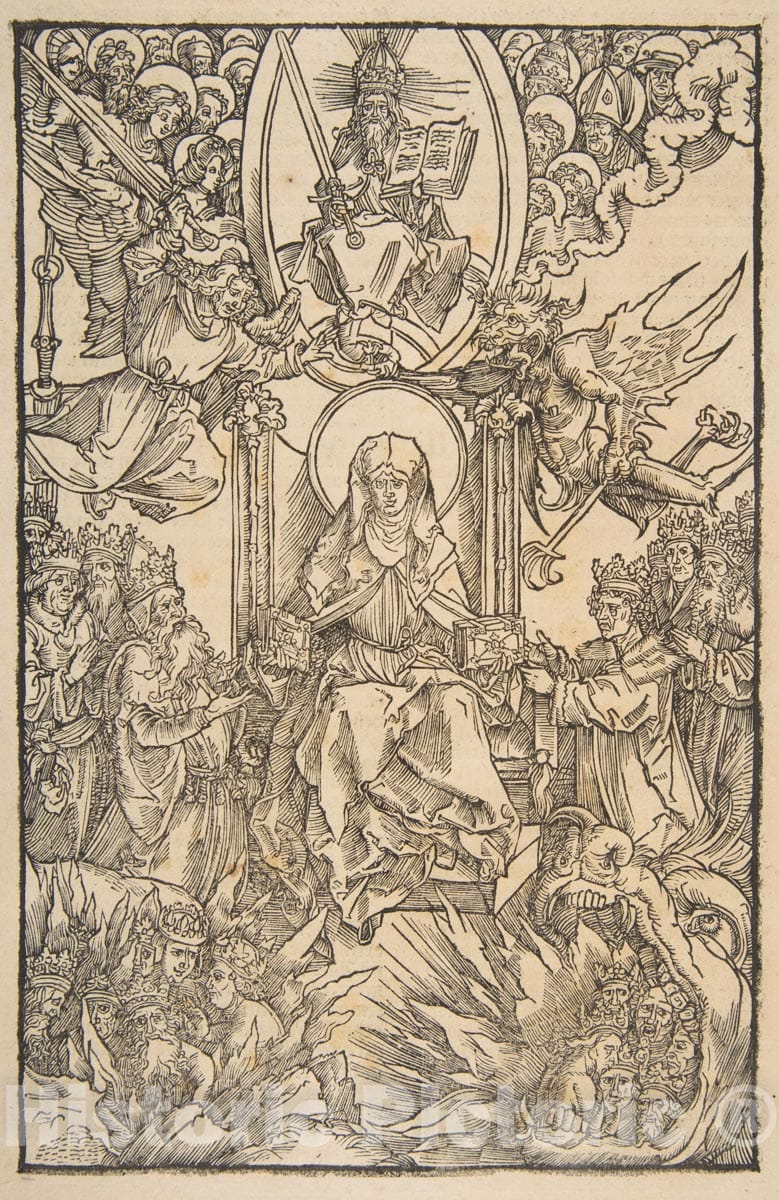 Art Print : Albrecht Dürer - Illustration from Revelations Sancte Birgitte, Koberger Nuremberg 1500 (Latin Text) : Vintage Wall Art