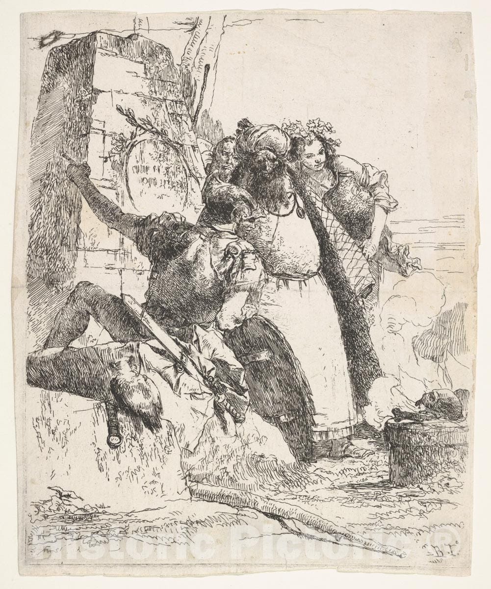 Art Print : A Scene of Necromancy - Artist: Giovanni Battista Tiepolo - Created: c1743 : Vintage Wall Art