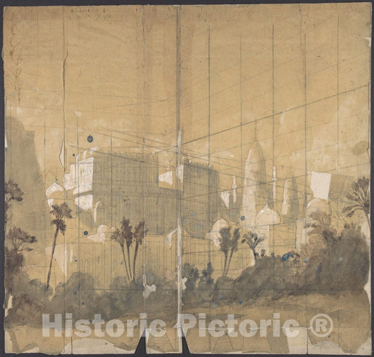 Art Print : Eugène Cicéri - Design for a Stage Set at The Opéra, Paris 11 : Vintage Wall Art