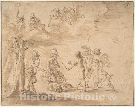 Art Print : Dutch, 17th Century - Judgment of Paris : Vintage Wall Art